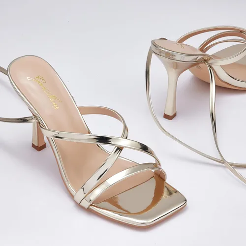 Miniatura 7 de GENSHUO Sandalias de tacón para mujer con tiras y cordones de tacón alto, sandalias de punta cuadrada, sandalias de tacón para fiestas, bailes