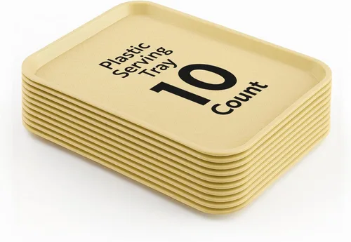 Miniatura 30 de Restaurantware RW Base - Bandejas de comida rápida de 10 x 14 pulgadas, 10 bandejas resistentes para cafetería, bandejas de plástico azul ligeras