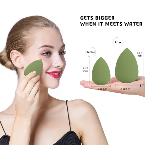 Miniatura 4 de Set de esponjas de maquillaje - Esponjas de belleza para mezclar con 1 soporte y estuche en forma de huevo, impecables para crema, polvo y líquido