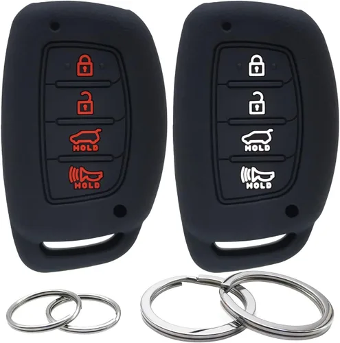 Miniatura 7 de 2 piezas de silicona 4 botones funda para llavero remoto sin llave compatible con Hyundai Elantra Sonata Tucson 2019, 2018, 2017, 2016, 2015, 2014