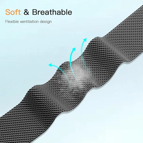 Miniatura 6 de Bandas de metal compatibles con reloj inteligente Fitbit Versa/Versa Lite/Versa 2 para mujeres y hombres, correa de repuesto de malla de acero Negro