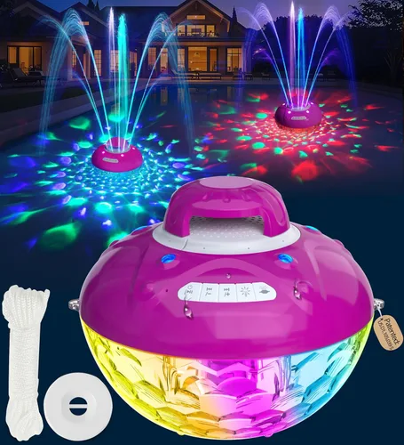 KingSom Altavoz Bluetooth 3 en 1 para piscina con luz de fuente de piscina, altavoz flotante para piscina, altavoces impermeables IP68 para bañera