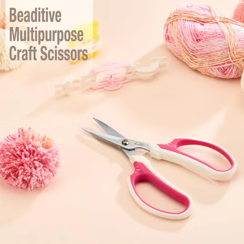 Miniatura 5 de Beaditive Tijeras Multiusos para Manualidades - Tijeras de Corte Ergonómicas con Cuchillas de Acero al Carbono Afialadas - Tijeras de Coser