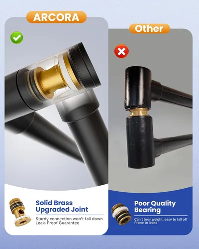 Miniatura 5 de Grifo de Llenado de Ollas Negro y Dorado, ARCORA Moderno Grifo de Llenado de Ollas de Montaje en Pared con 2 Manijas con Brazos Oscilantes de Doble