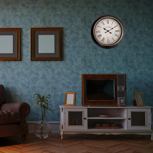 Miniatura 7 de Reloj de pared de 24 pulgadas retro redondo con números romanos grandes, movimiento silencioso sin tictac que funciona con pilas, reloj de pared