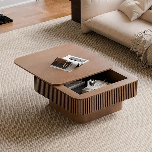 Miniatura 29 de Mesa de Centro con Tapa Elevable Mesas de Centro Cuadradas para Muebles de Sala de Estar Acanalada Pequeña con Gran Centro de Almacenamiento Oculto