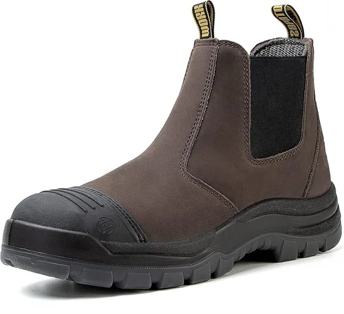 Botas de trabajo para hombre, con puntera de acero/suave, impermeables, antideslizantes, de puesta fácil, zapatos de seguridad disipativas estáticas