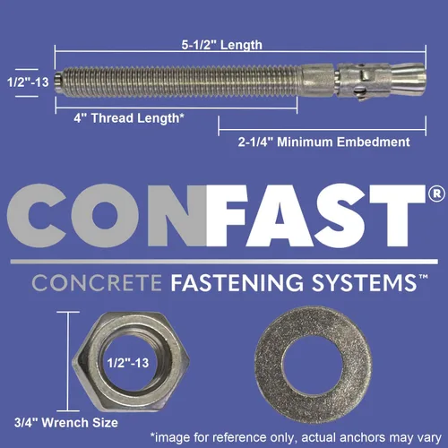 Miniatura 2 de CONFAST Anclaje de cuña de 1/2" x 5-1/2" chapado en zinc (caja de 25)