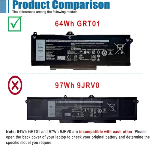 Miniatura 2 de Batería de repuesto GRT01 para laptop Dell Latitude 5421 5431 5521 5531 Precision 3470 3561 3571 Alienware m17 R5 AMD Series Notebook 00P3TJ 0P3TJ