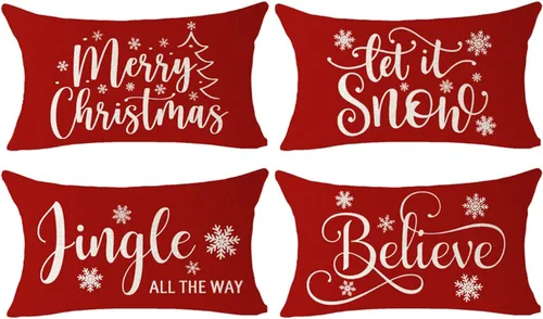 Miniatura 6 de ITFRO Juego de 2 fundas de almohada de algodón y lino, decoración de Navidad, decoración de pinos, árboles de pino, plantas del bosque, funda