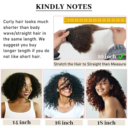 Miniatura 6 de Anrosa Extensiones de cabello rizado con clip, cabello humano 3C 4A afro rizado con clip, cabello natural, remy real, extensiones de cabello humano