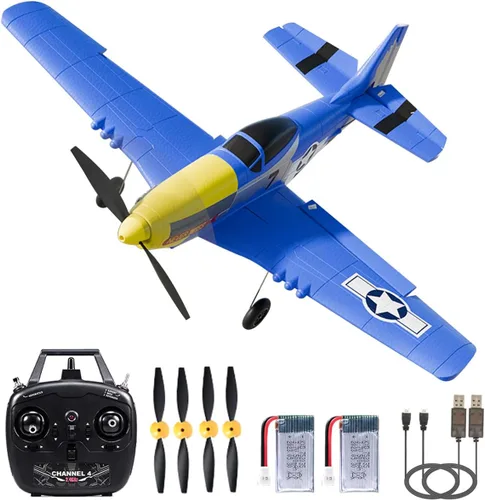 Miniatura 14 de Avión RC P51 de 4 canales con control remoto Aileron/Aerobatic/3Level FC/Gyro estabilizador fácil control para niños adultos principiantes Mejor