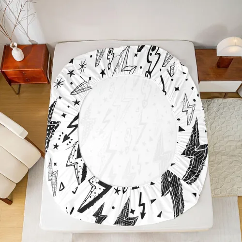 Miniatura 5 de Juego de sábanas bajeras para juegos tamaño individual, juego de ropa de cama con grafiti Lightning Strike para niños, adolescentes, decoración