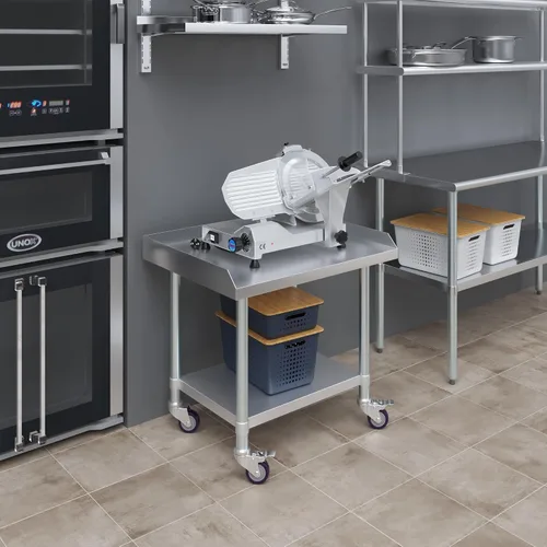 Miniatura 8 de AmGood Soporte para equipo de acero inoxidable con estante inferior + ruedas, resistente, grado comercial, certificado NSF