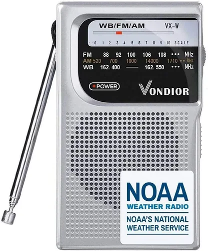 Miniatura 8 de Vondior Radio meteorológica NOAA portátil, Radio de emergencia NOAA/AM/FM operada por batería con la mejor recepción, Radio de alerta meteorológica