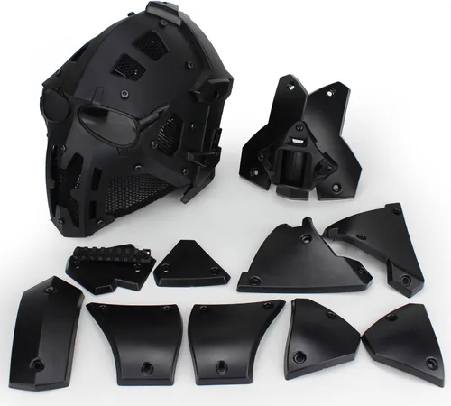 Miniatura 6 de WoSporT - Casco táctico de obsidiana verde GOBL Terminator y máscara para caza, paintball, militar, cosplay, película, utilería 92-BK-azul