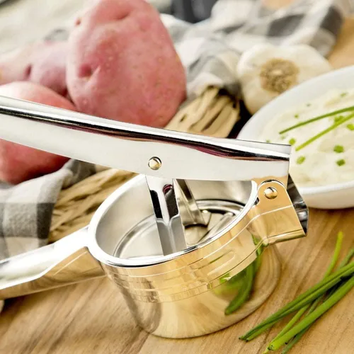 Miniatura 3 de Triturador de patatas de acero inoxidable, gran capacidad, 15 onzas, herramienta de cocina para papas, frutas, verduras y alimentos para bebés