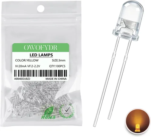 Miniatura 34 de 100 lámpara LED de diodo de luz blanca cálida de 5mm (Lente Transparente Redonda DC 3V 20mA) Bombilla de iluminación, componente electrónico, luz