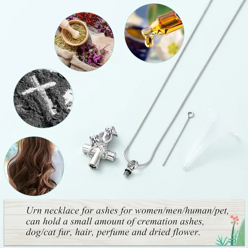 Miniatura 27 de Imrsanl Collar de urna de cruz de mariposa para cenizas, hombres y mujeres, joyería de cremación, colgante de cenizas para cenizas conmemorativas
