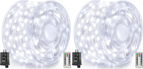 Miniatura 10 de Ollny Luces de Navidad para exteriores, 600 LED de 197 pies, luces multicolor para árbol de Navidad IP67, luces de hadas enchufables con control