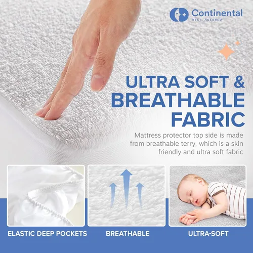 Miniatura 4 de Continental Bedding Protector de colchón de tela de rizo cómodo y protección impermeable