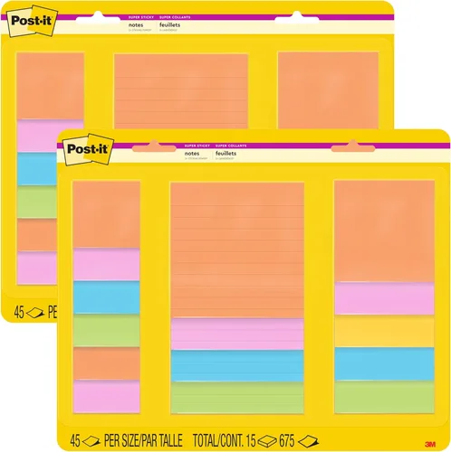 Miniatura 14 de Post-it Notas superadhesivas multi-tamaño Supernova Neons Con líneas Doble poder de pegado 15 blocs, paquete de 12