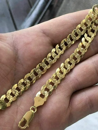 Miniatura 4 de Men's Cuban Link Bracelet 14k Gold Over Solid 925 Sterling Silver Bracelet - 8.5" 8mm - Diamond Cut Pave