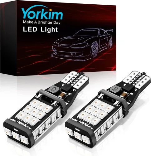 Miniatura 24 de Yorkim Bombillas LED 1157 brillantes rojas, bombilla de freno 1157, 9-30 V, 1157 2057, 2357, 7528, BAY15D, bombilla LED con proyector de repuesto