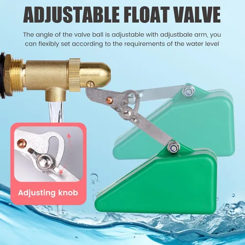 Miniatura 2 de Válvula de flotador de 3/4 pulgadas, válvula de flotador de agua de latón para tanque de agua, válvula de bola flotante con brazo ajustable
