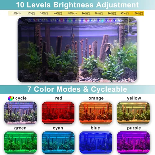 Miniatura 7 de Luz LED para acuario con encendido y apagado automático, luz de tanque de peces de espectro completo con monitor LCD, ciclo de iluminación 24/7