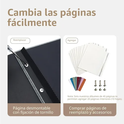 Miniatura 6 de Vienrose - Álbum de fotos grande autoadhesivo para fotos 4x6 5x7 8x10, álbum de recortes autoadhesivo para hazlo tú mismo de 40 páginas adhesivas