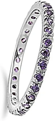 Miniatura 2 de Anillo de eternidad de plata de ley con diseño de Eternity