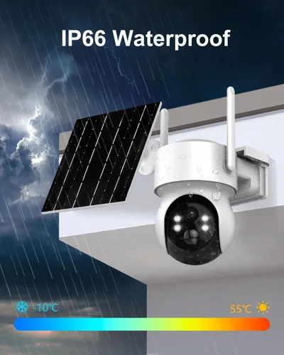 Miniatura 7 de Cámara de seguridad solar inalámbrica de 4MP para exteriores, cámara PTZ de vigilancia doméstica WiFi 2K con reflector, detección humana, alarma