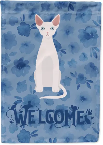 Miniatura 146 de Caroline's Treasures CK5047CHF Ojos Azules - Bandera de bienvenida con diseño de gato para casa de porche, grande, para colgar en la pared