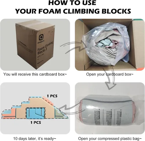Miniatura 2 de Asweets 4 en 1 bloques de espuma para escalar para niños pequeños, juguetes de escalada y gateo suaves para interiores para la creatividad e