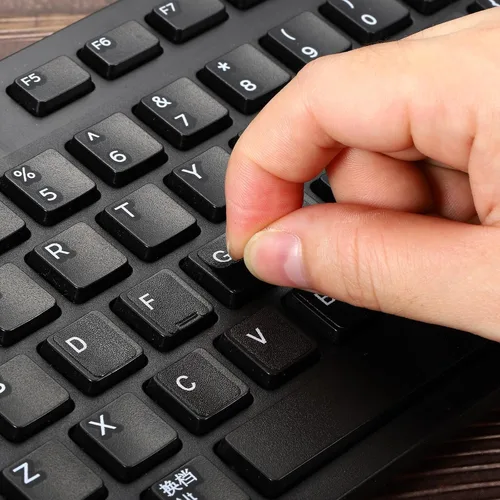 Miniatura 5 de PATIKIL Calcomanías de diseño de teclado árabe, paquete de 4 fundas universales de repuesto para teclados de computadora de escritorio, fondo Blanco
