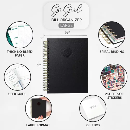 Miniatura 2 de GoGirl Planificador de presupuesto y organizador mensual de facturas, libro financiero mensual con bolsillos. Cuaderno de seguimiento de gastos