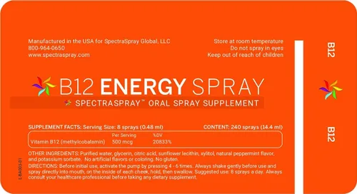 Miniatura 2 de Spectraspray Vitaminas en aerosol de vitamina B12, paquete de 3 vitaminas esenciales orales, suministro de 30 días por aerosol