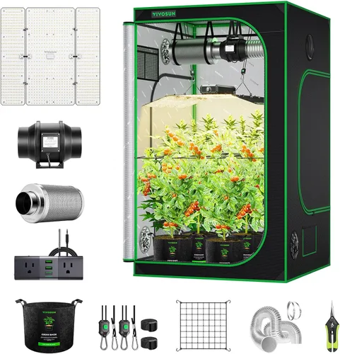 Miniatura 12 de VIVOSUN - Kit de tienda de cultivo, sistema completo de 2.7 × 2.7 pies, sistema de cultivo controlado por WiFi con luz LED de espectro completo