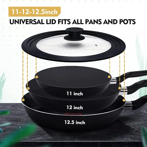 Miniatura 4 de Ydeapi Paquete de 2 tapas universales: tapas de silicona para ollas y sartenes, se adapta a utensilios de cocina de 7.5, 8.5, 9.5 y 10, 11 y 12