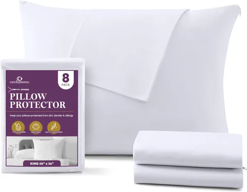 Miniatura 20 de CirclesHome Juego de 12 protectores de almohada estándar con cremallera, 100% algodón, transpirables, protegen las almohadas de la suciedad, el 1