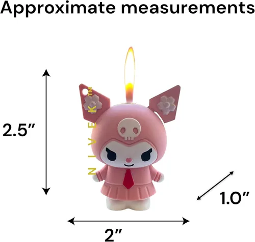 Miniatura 2 de NIVEK Kuromi Y2K Encendedor Llama 3D Llavero Japonés Jester Personaje Kawaii Encendedores Frescos Recargables (corbata rosa)