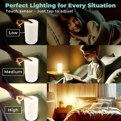 Miniatura 3 de LFI Lights Lámpara de mesa de emergencia para cortes de energía, luz recargable de más de 200 horas con cargador USB, cable 3 en 1, 3 modos, sensor