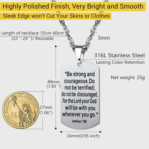 Miniatura 4 de Prosteel - Colgante de cruz de acero inoxidable para hombre y mujer, colgante de placa de perro, etiqueta militar con palabras, collar inspirador