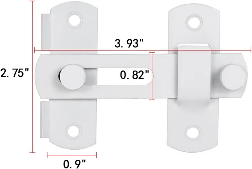 Miniatura 2 de INIRET Paquete de 2 pestillos para puerta de granero, de acero inoxidable blanco mate, cerraduras de puerta abatibles, cerraduras de puerta Blanco
