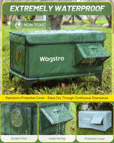 Miniatura 2 de Casa Calefaccionada para Gatos de Exterior, Casa Aislada Resistente a la Intemperie para Gatos de Exterior con Aleros Impermeables y Puerta de Verde