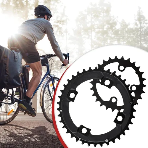 Miniatura 5 de BUCKLOS 64/104 BCD - Juego de platos para bicicleta con pasador, aleación CNC de acero doble/triple MTB 22T 24T 26T 32T 38T 42T 44T 4 pernos