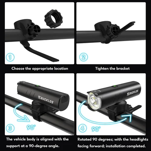 Miniatura 9 de BUCKLOS Luces de bicicleta súper brillantes para montar en la noche, 1500, 1200, 800, 600, 400 lúmenes, para conducción nocturna, faros delanteros