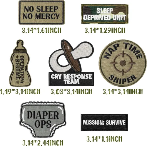 Miniatura 2 de 7 piezas de parches tácticos divertidos de papá y mamá con gancho y bucle, lindo chupete y biberón, bordados, parches de applique, emblema