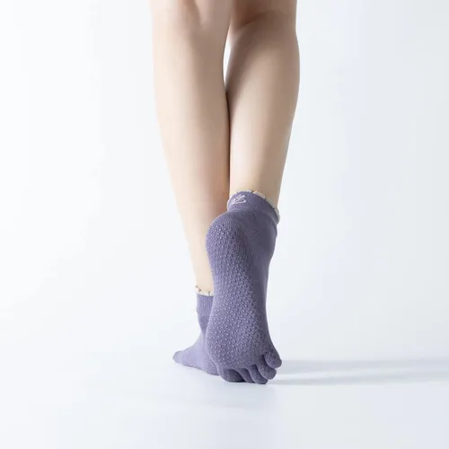 Miniatura 38 de Calcetines de yoga con dedos de pilates con empuñaduras para mujer, antideslizantes, acolchados, florales, calcetines tobilleros para baile de ballet